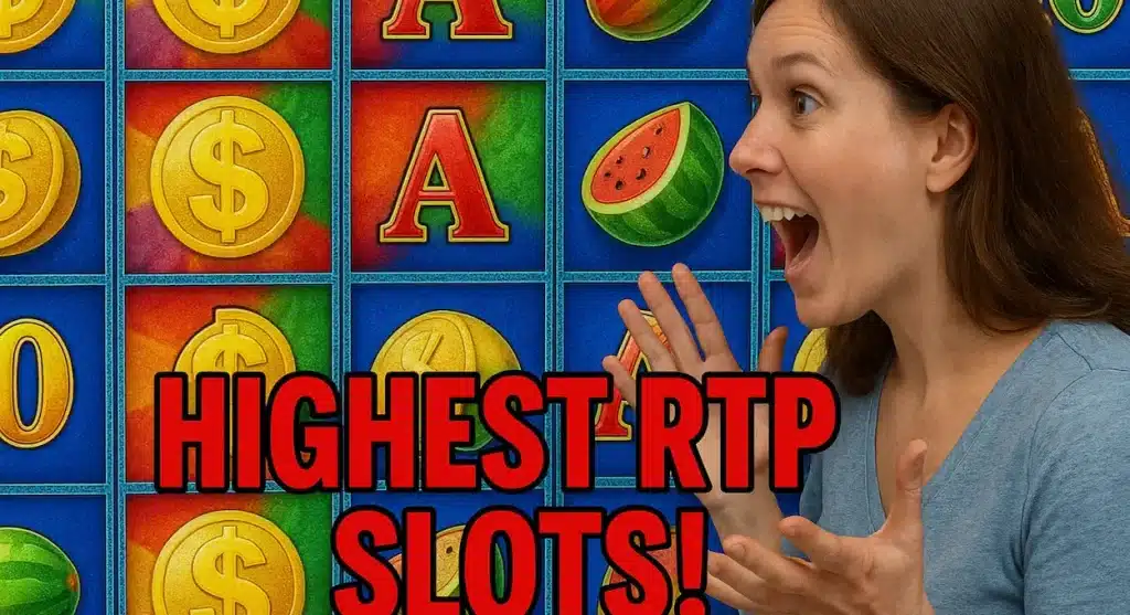 Woman excited by high RTP online slots