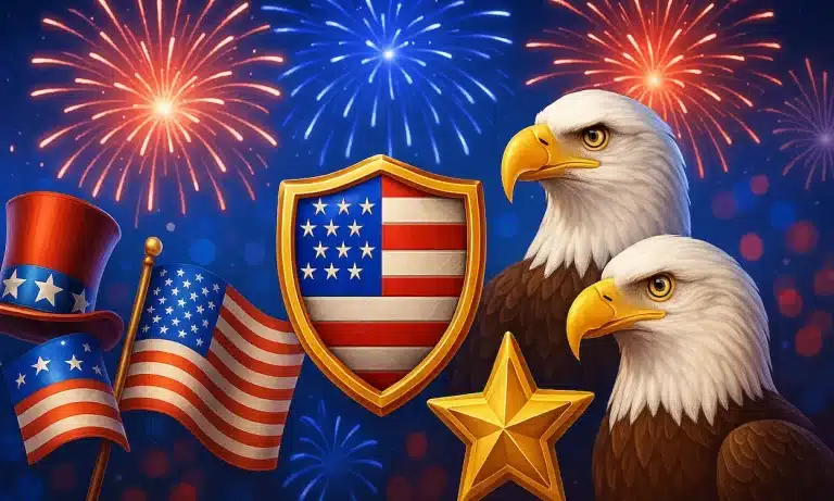 Patriotic symbols around Independence Day in USA
