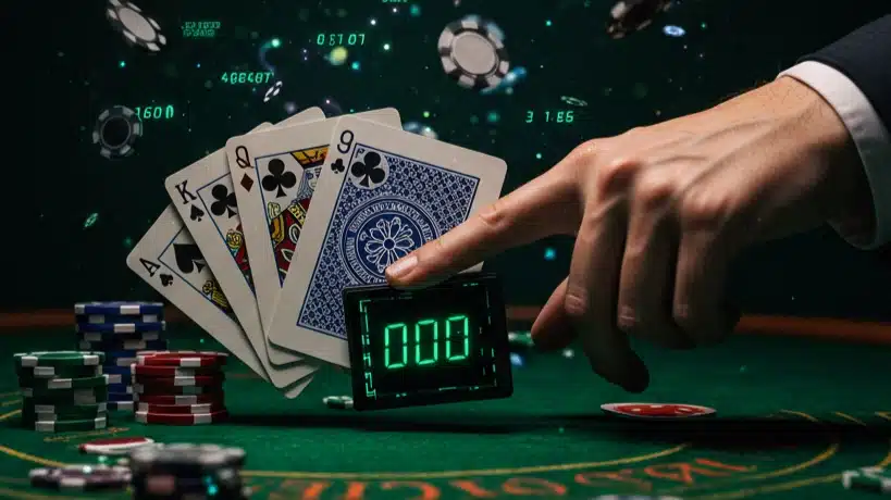 Dealers hand and cards illustrating card counting for blackjack