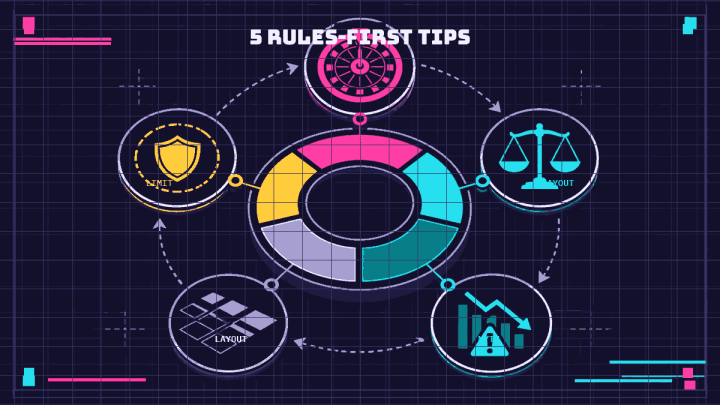 Five checkpoints surround an unnumbered roulette decision ring for wheel, payout, myth, layout, and limit checks.