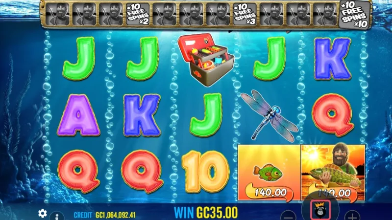 Playing-card symbols in a slot game Playing-card ranks on the Big Bass slot reels.